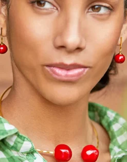 Pearl Chokers|Majorica Adjustable Choker Capri With Red Murano Glass
