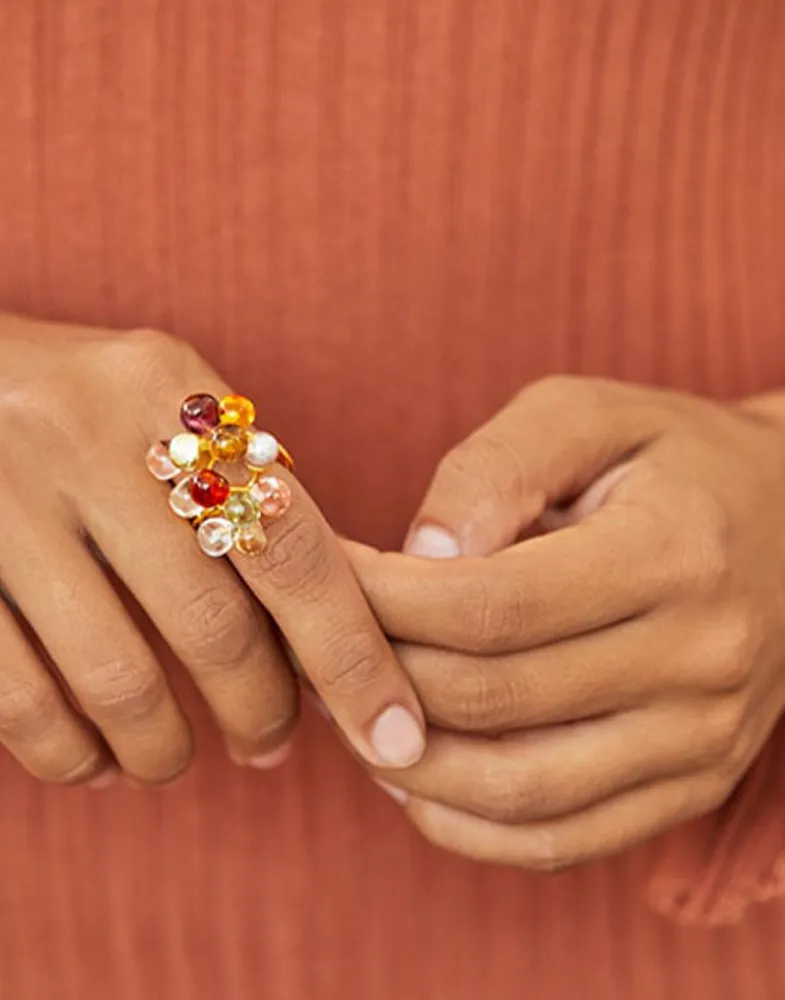 Large Pearl Rings|Majorica Adjustable Pearl Ring Corfu With Murano Glass