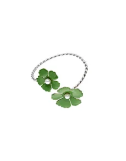Bangle Bracelets|Majorica Adjustable Santorini Flower Olive Green Bracelet In Silver