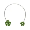 Pearl Chokers|Majorica Adjustable Santorini Olive Green Flower Choker In Silver
