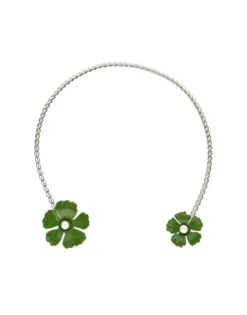 Pearl Chokers|Majorica Adjustable Santorini Olive Green Flower Choker In Silver
