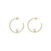 Pearl Hoop Earrings|Majorica Alba Hoop Earrings Gold Plated