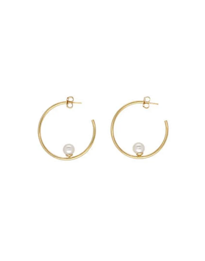 Pearl Hoop Earrings|Majorica Alba Hoop Earrings Gold Plated