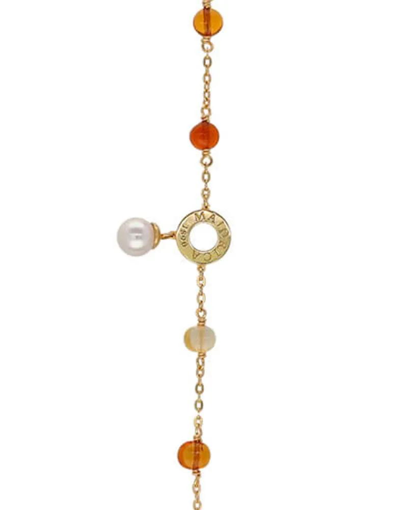 Chain Bracelets|Majorica Algaida Bracelet With Round Pearl And Amber Murano Glass