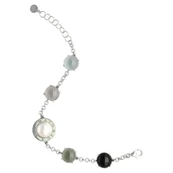 Chain Bracelets|Majorica Algaida Geometric Bracelet With Black Murano Glass