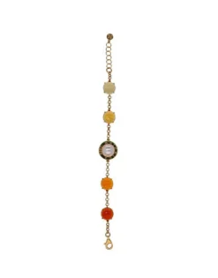 Chain Bracelets|Majorica Algaida Geometric Bracelet With Amber Murano Glass