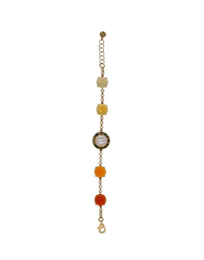 Chain Bracelets|Majorica Algaida Geometric Bracelet With Amber Murano Glass
