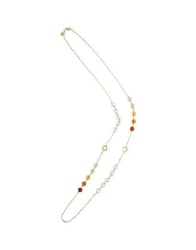 Pearl Chain Necklaces|Majorica Algaida Golden Long Multiposition Necklace With Amber Murano Glass