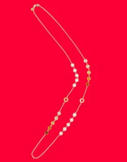 Pearl Chain Necklaces|Majorica Algaida Golden Long Multiposition Necklace With Amber Murano Glass