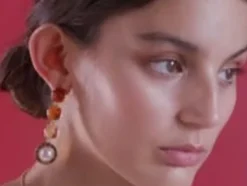 Pearl Chain Necklaces|Majorica Algaida Golden Necklace With Half-Ball Pearl And Amber Murano Glass