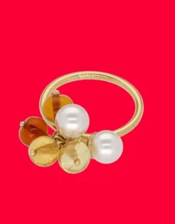 Medium-Sized Rings|Majorica Algaida Golden Ring With Amber Murano Glass