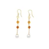 Pearl Drop Earrings|Majorica Algaida Long Fish Wire Earrings, Golden And Amber