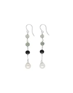 Pearl Drop Earrings|Majorica Algaida Long Fish Wire Earrings, Silver And Black