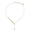 Pearl Chain Necklaces|Majorica Algaida Short Necklace Golden With Pearl And Amber Murano Glass