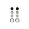 Pearl Drop Earrings|Majorica Algaida Silver Button Earrings With Black Murano Glass