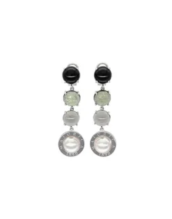 Pearl Drop Earrings|Majorica Algaida Silver Button Earrings With Black Murano Glass