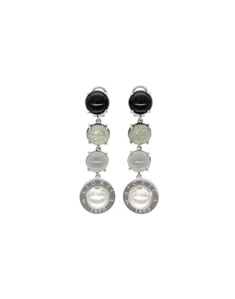 Pearl Drop Earrings|Majorica Algaida Silver Button Earrings With Black Murano Glass
