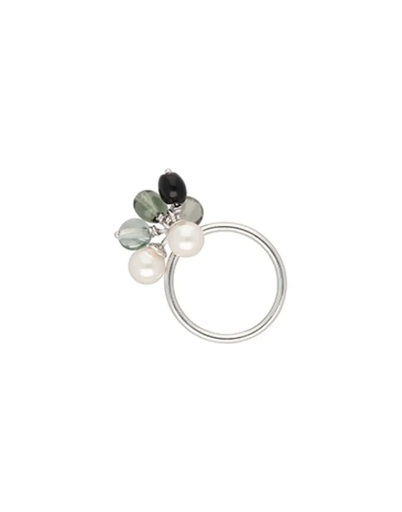Medium-Sized Rings|Majorica Algaida Silver Ring With Black Murano Glass