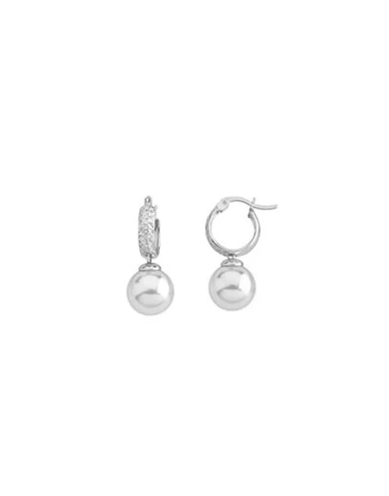 Pearl Hoop Earrings|Majorica Anneau Hoop Earrings 22Mm Silver With Pearl