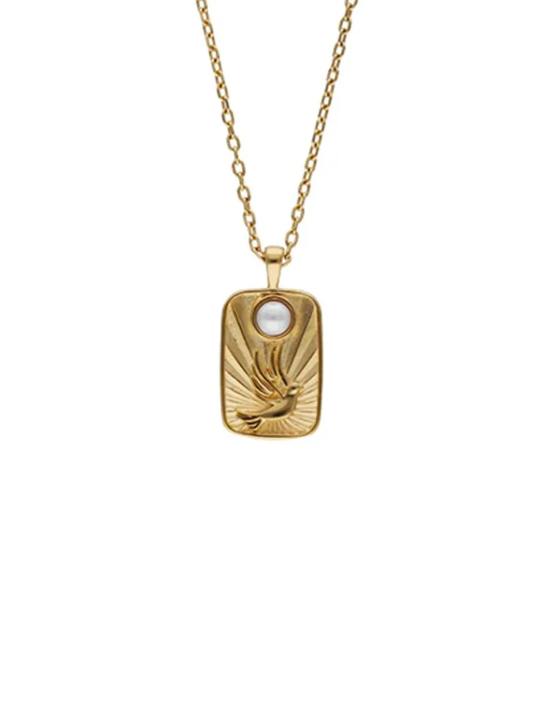 Gold Necklaces|Majorica Caelum Communion Necklace With Golden Medallion