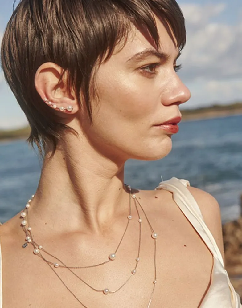Ear Cuffs|Majorica Climber Dangle Earring With Pearls Right