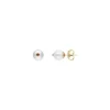 Pearl Stud Earrings|Majorica Color Pop Earrings With Round White Pearl And Orange Zirconia