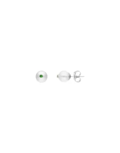 Pearl Stud Earrings|Majorica Color Pop Earrings With Round White Pearl And Turquoise Zirconia