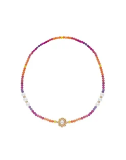 Necklaces With Stones|Majorica Color Pop Sunset Necklace With Gradient Stones And White Pearls