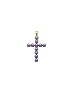 Pendant Chain|Majorica Crosses Collection Gold Pendant With Gray Pearl