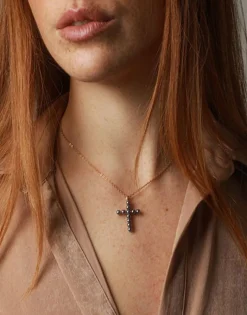 Pendant Chain|Majorica Crosses Collection Gold Pendant With Gray Pearl