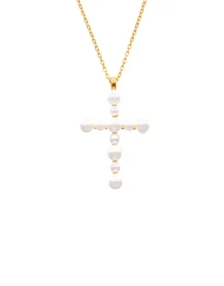 Pendant Chain|Majorica Crosses Collection Gold Pendant With White Pearl