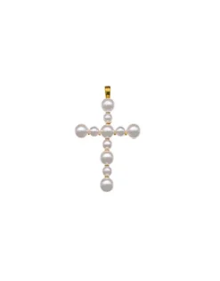 Pendant Chain|Majorica Crosses Collection Gold Pendant With White Pearl