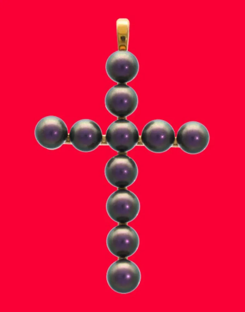 Pendant Chain|Majorica Crosses Collection Gold Pendant With Tahiti Pearl