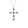 Pendant Chain|Majorica Crosses Collection Gold Pendant With White And Tahiti Pearl