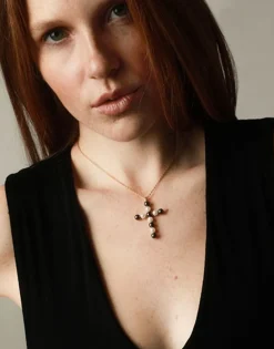 Pendant Chain|Majorica Crosses Collection Gold Pendant With White And Tahiti Pearl
