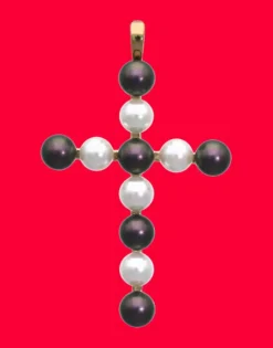 Pendant Chain|Majorica Crosses Collection Gold Pendant With White And Tahiti Pearl
