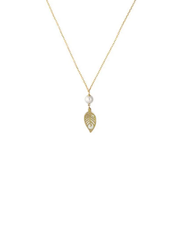 Pearl Chain Necklaces|Majorica Dafne Necklace With Mother-Of-Pearl Leaf Pendant
