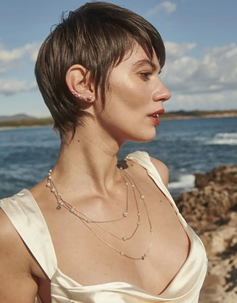 Long Pearl Necklaces|Majorica Dangle Necklace Strung With Round Pearls 160Cm