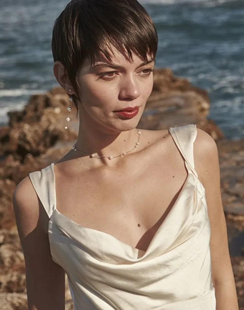 Wedding Necklaces|Majorica Dangle Necklace Strung With Round Pearls 40Cm