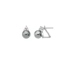 Tu & Yo Earrings|Majorica Earrings Ceres Silver With 10Mm Gray Pearl And Zircons
