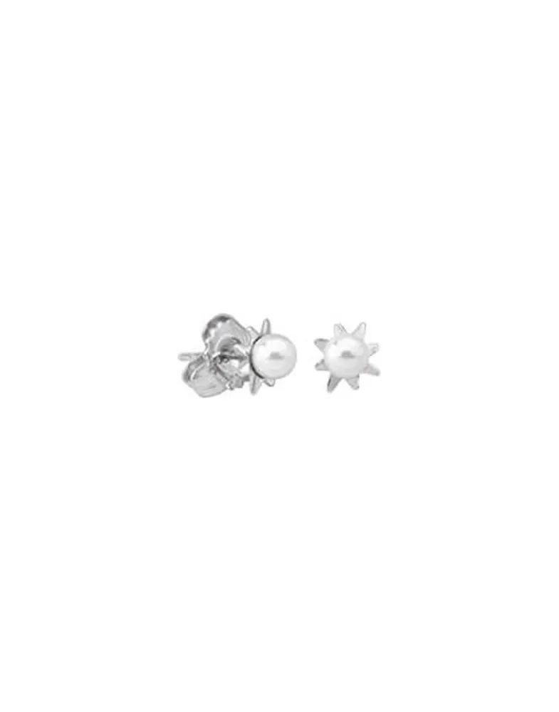 Short Earrings|Majorica Earrings Cies Silver Mini Flower With 4Mm White Pearl
