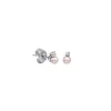 Baby Earrings|Majorica Earrings Cies Silver With 4Mm Pink Pearl And Zircons