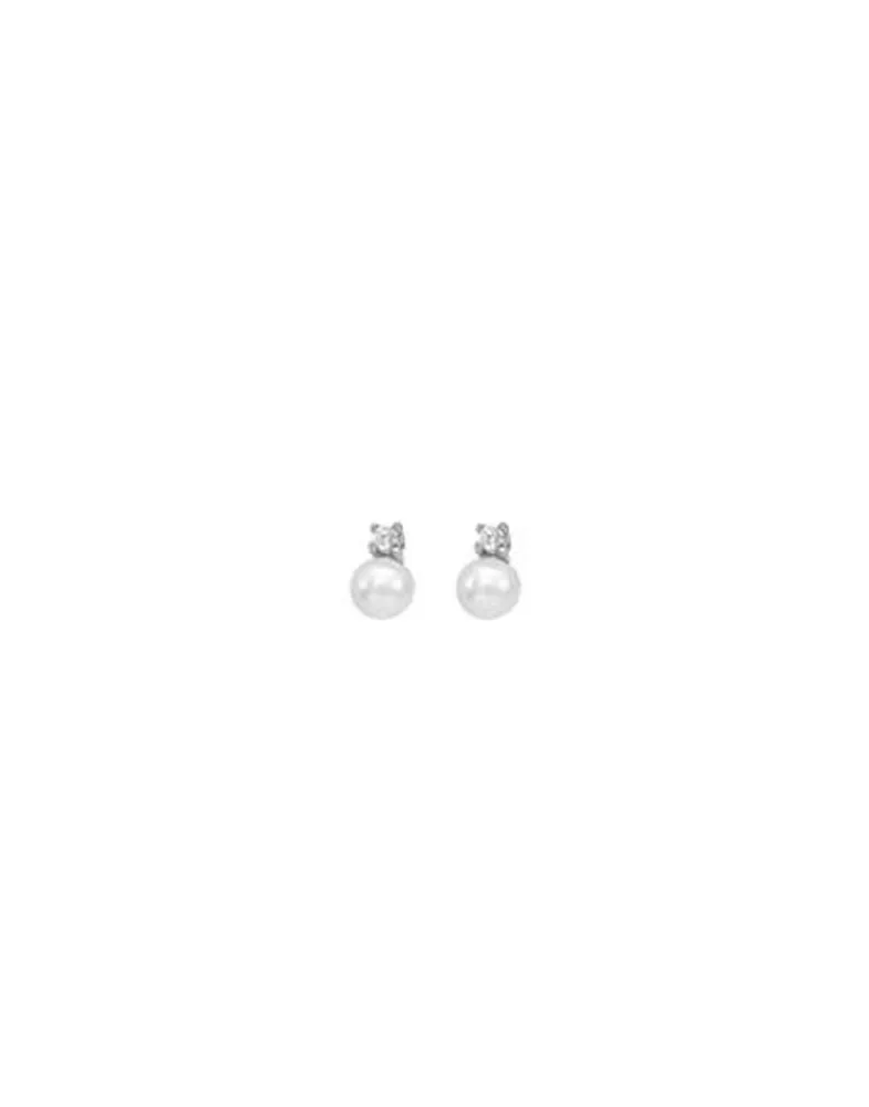 Baby Earrings|Majorica Earrings Cies Silver With 4Mm White Pearl And Zircons