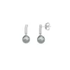 Pearl Drop Earrings|Majorica Earrings Espiga Silver With 8Mm Gray Pearl