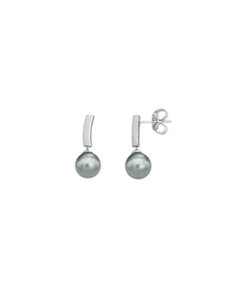 Pearl Drop Earrings|Majorica Earrings Espiga Silver With 8Mm Gray Pearl