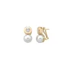 Tu & Yo Earrings|Majorica Earrings Exquisite Gold Plated With 10Mm White Pearl And Zircons