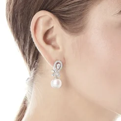 Bridal Earrings|Majorica Earrings Exquisite Pave