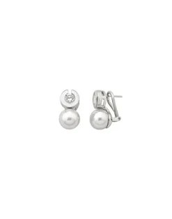 Tu & Yo Earrings|Majorica Earrings Exquisite Silver With 10Mm White Pearl And Zircons