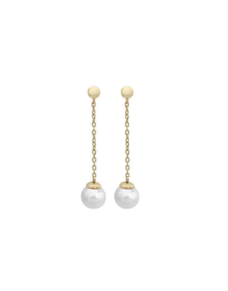 Pearl Drop Earrings|Majorica Earrings Ilusion Gold Plated With 8Mm White Pearl