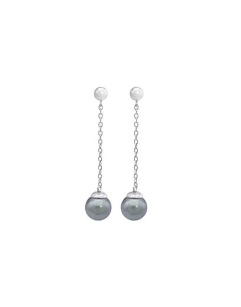 Pearl Drop Earrings|Majorica Earrings Ilusion Silver With 8Mm Gray Pearl